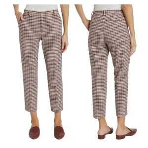 Theory Pants Treeca Portland Ankle Ponte Women 4 Plaid Check Red Black Luxury